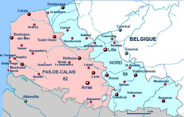 Nord pas de calais carte du nord pas de calais cote d opale valencienne dunkerque lille arras calais lens le touquet berck nord pas de calais france europe